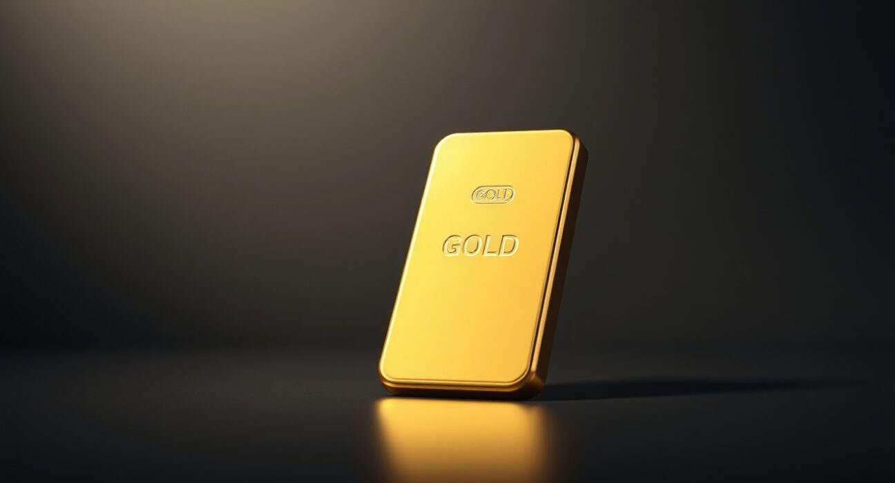 Gold bar with digital overlay representing Tether's XAUT token Shariah compliance certification