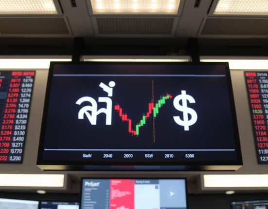 Thai baht and US dollar symbols on a forex trading screen with price charts