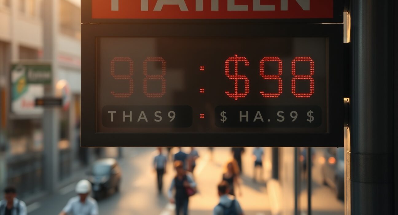 Currency exchange board in Bangkok showing Thai Baht and US Dollar rates