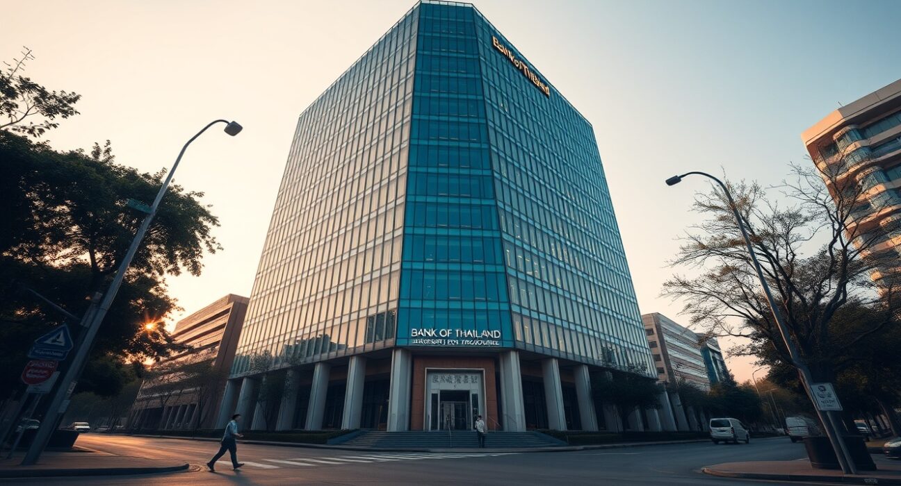 Bank of Thailand building in Bangkok, symbolizing the central bank's monetary policy decision amid stagflation risks