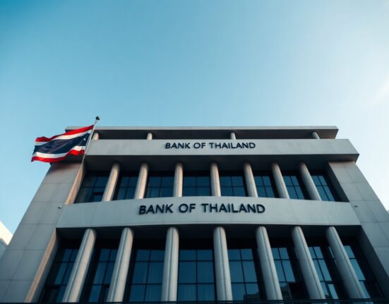 Bank of Thailand headquarters building in Bangkok under clear sky
