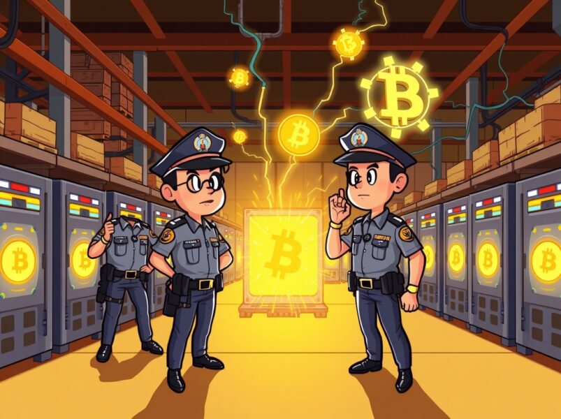 Thai authorities confiscating Bitcoin miners from criminal fraud operation in warehouse raid