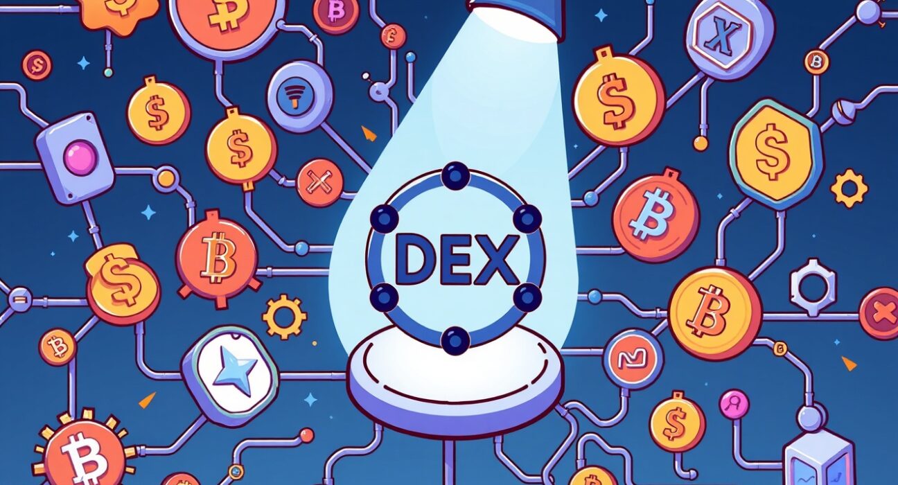 A vibrant cartoon showing growth and investment in Thena DEX on the BNB Chain, highlighting its importance in the decentralized finance ecosystem.
