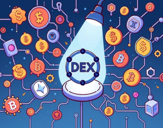 A vibrant cartoon showing growth and investment in Thena DEX on the BNB Chain, highlighting its importance in the decentralized finance ecosystem.