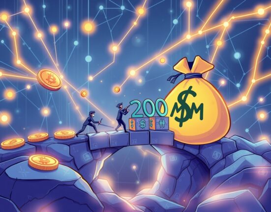 A cartoon showing Theta Capital's $200M blockchain venture fund empowering digital asset growth and innovation.