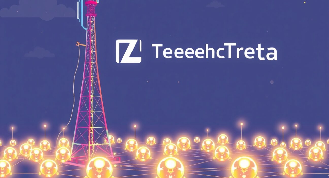 Cartoon showing Deutsche Telekom's network integrating with Theta's decentralized video stream, symbolizing a new era for Theta validator operations.