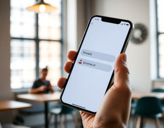Smartphone displaying Threads app with a Meta AI reply in a conversation thread