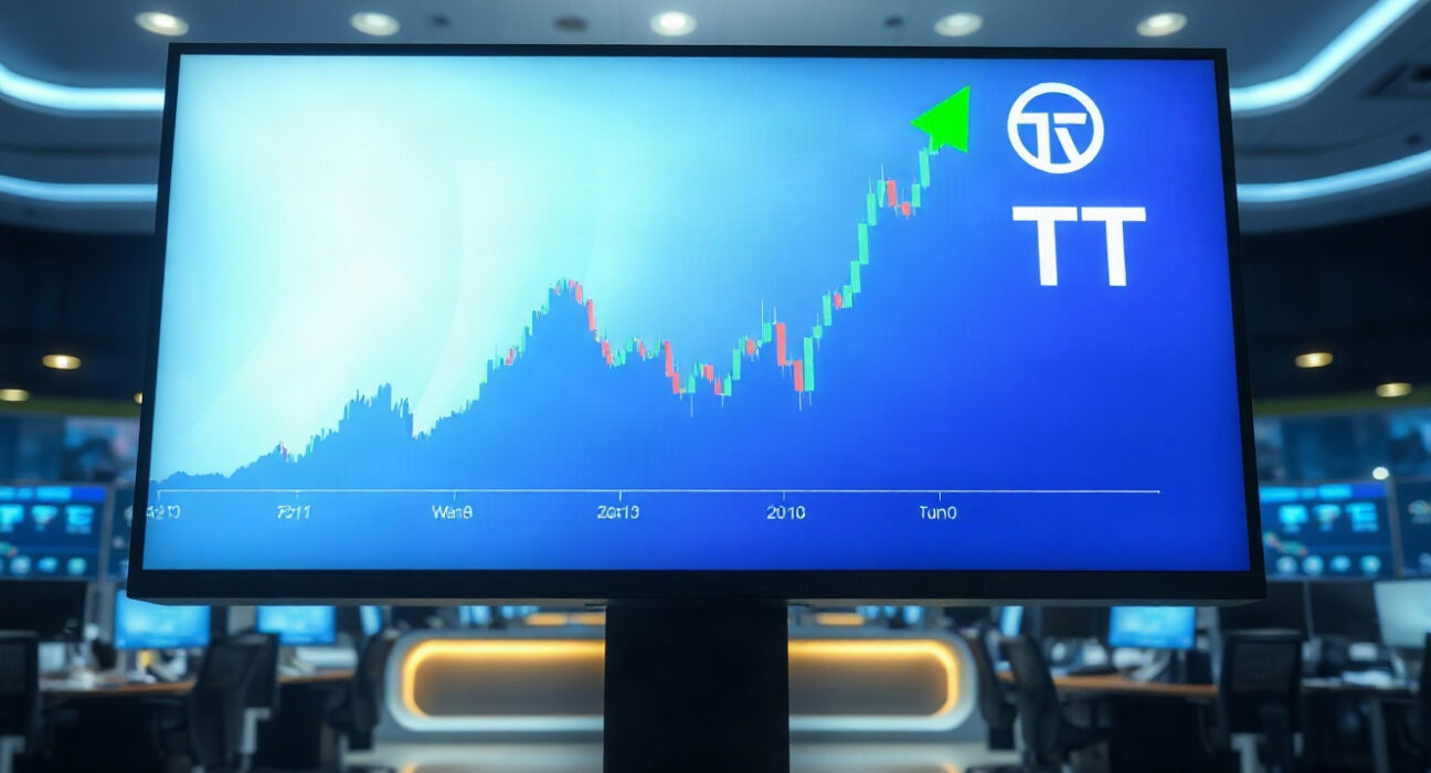 Cryptocurrency price chart showing a sharp upward spike for ThunderCore (TT) on a trading screen