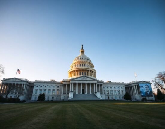 U.S. Capitol Building at golden hour, symbolizing Senate legislative action on the CLARITY Act.