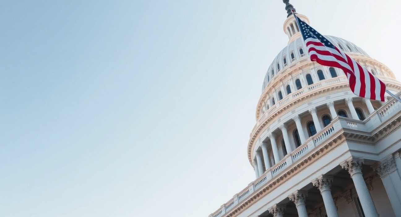 U.S. Capitol Building on a sunny day, representing the Senate legislative process.