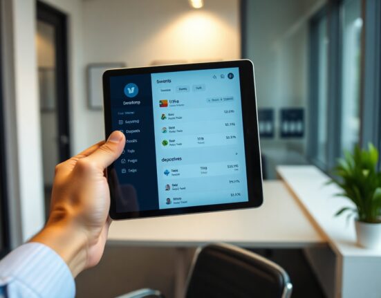 A person using a smartphone with a simplified DeFi trading interface, illustrating user-friendly decentralized finance apps.