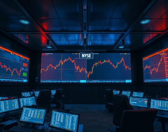 Fragmented stock data displayed across multiple blockchain and traditional exchange screens on a trading floor