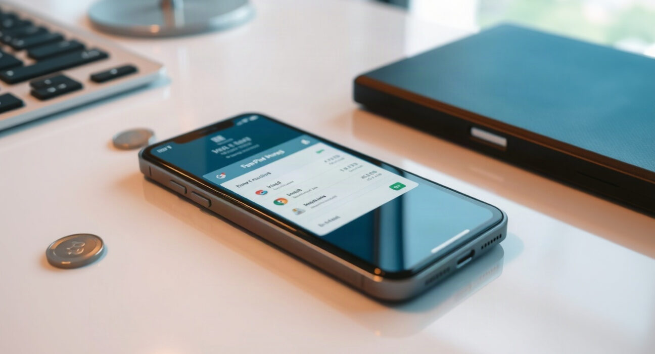 Smartphone on desk showing a payment interface for TikTok peer-to-peer transfers
