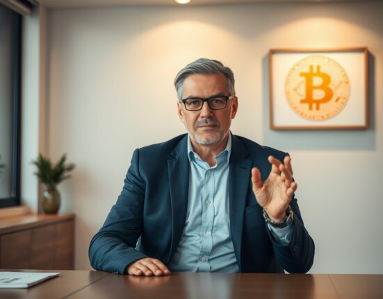 Tim Draper in his office, denying recent Bitcoin sale reports
