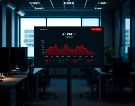 Office dashboard showing AI token budget exceeded warning with declining trend
