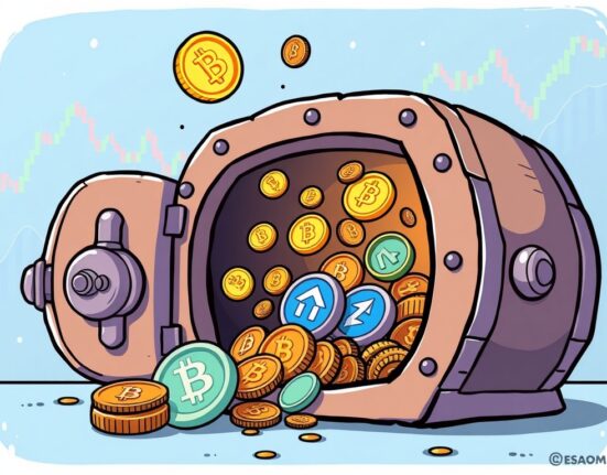 A vibrant cartoon illustration showing digital coins being released from a locked box, symbolizing the ZRO unlock and broader token unlock schedule's market impact.