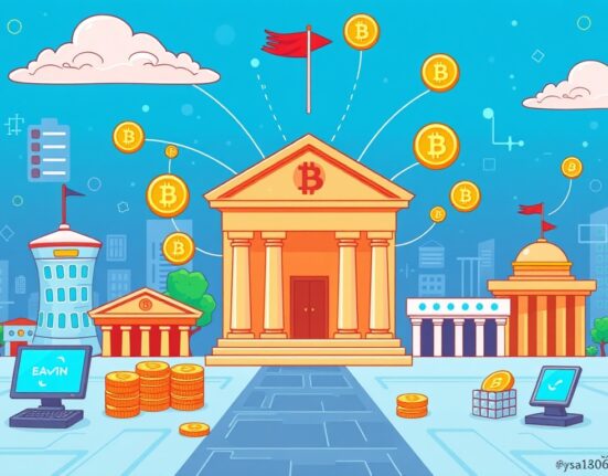 A cartoon illustration showing digital tokenization transforming payment systems, discussed by the Federal Reserve.