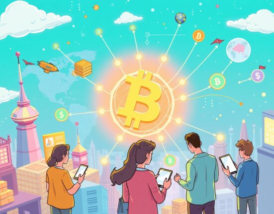 Cartoon illustration of digital finance infrastructure, highlighting the role of tokenization in transforming global investments.