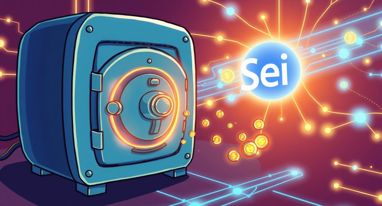 A cartoon illustration showing the innovative launch of a tokenized private equity fund on the Sei network, expanding digital finance.