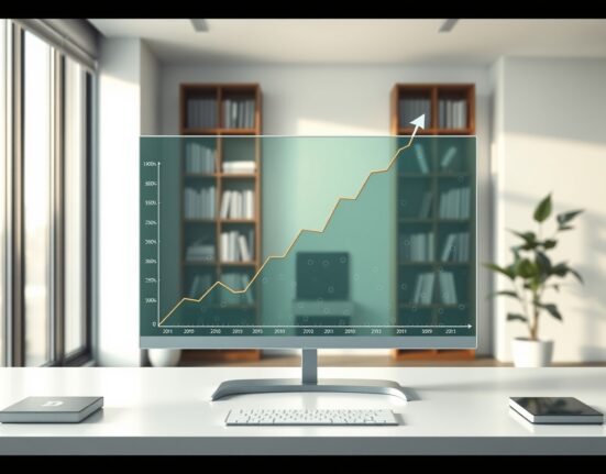 Tokenized stock market growth chart surpassing $1 billion milestone with blockchain visualization