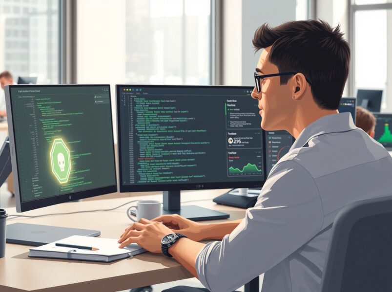 Developer analyzing AI-generated code with high churn rates, illustrating the tokenmaxxing productivity problem.