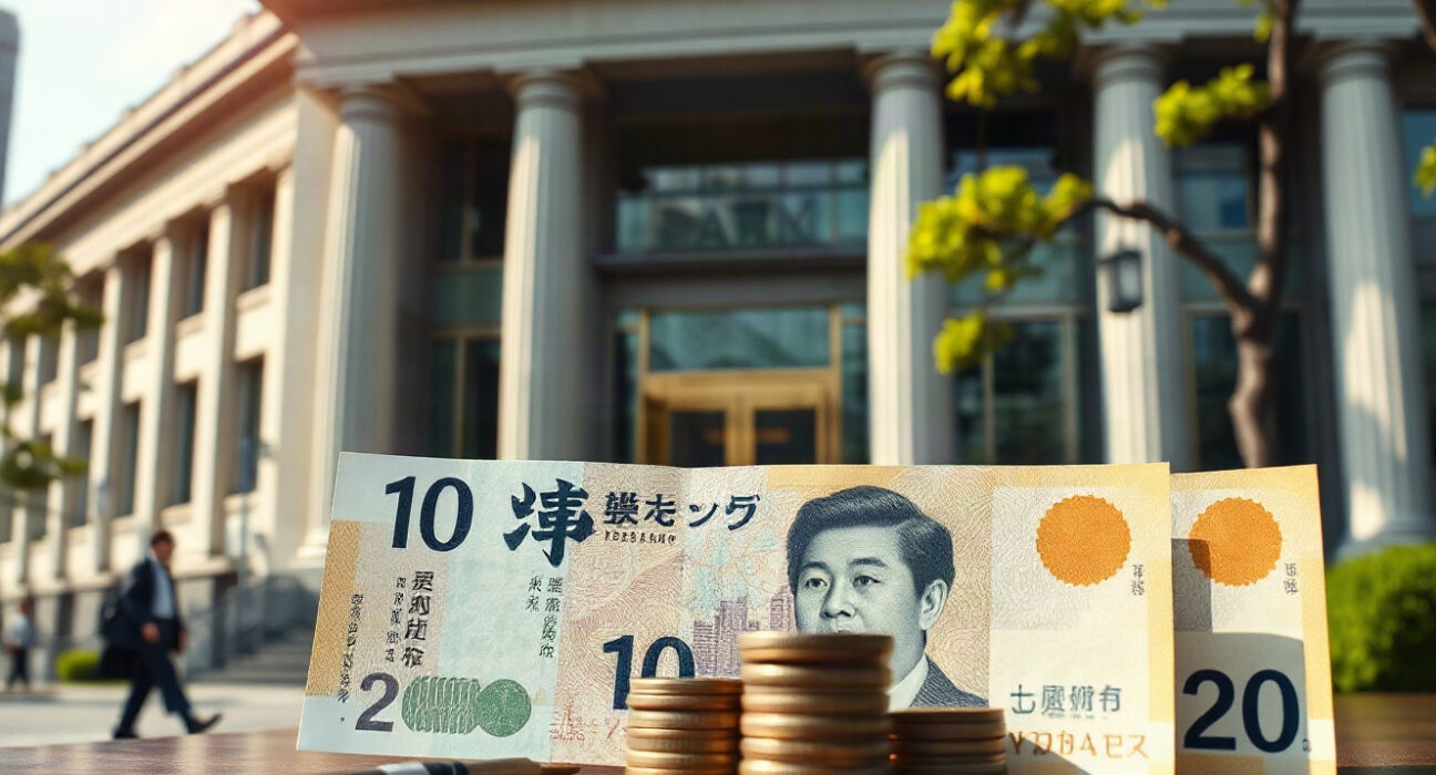 Bank of Japan headquarters with yen banknotes in foreground, symbolizing inflation and currency policy.
