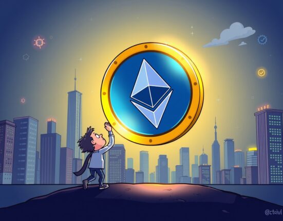 Cartoon illustration symbolizing the massive, undervalued potential of the Ethereum blockchain for future finance.