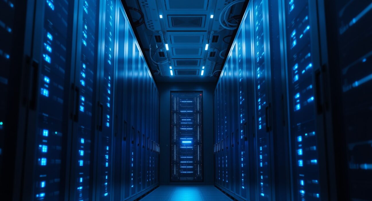 Modern server room representing TON blockchain network infrastructure