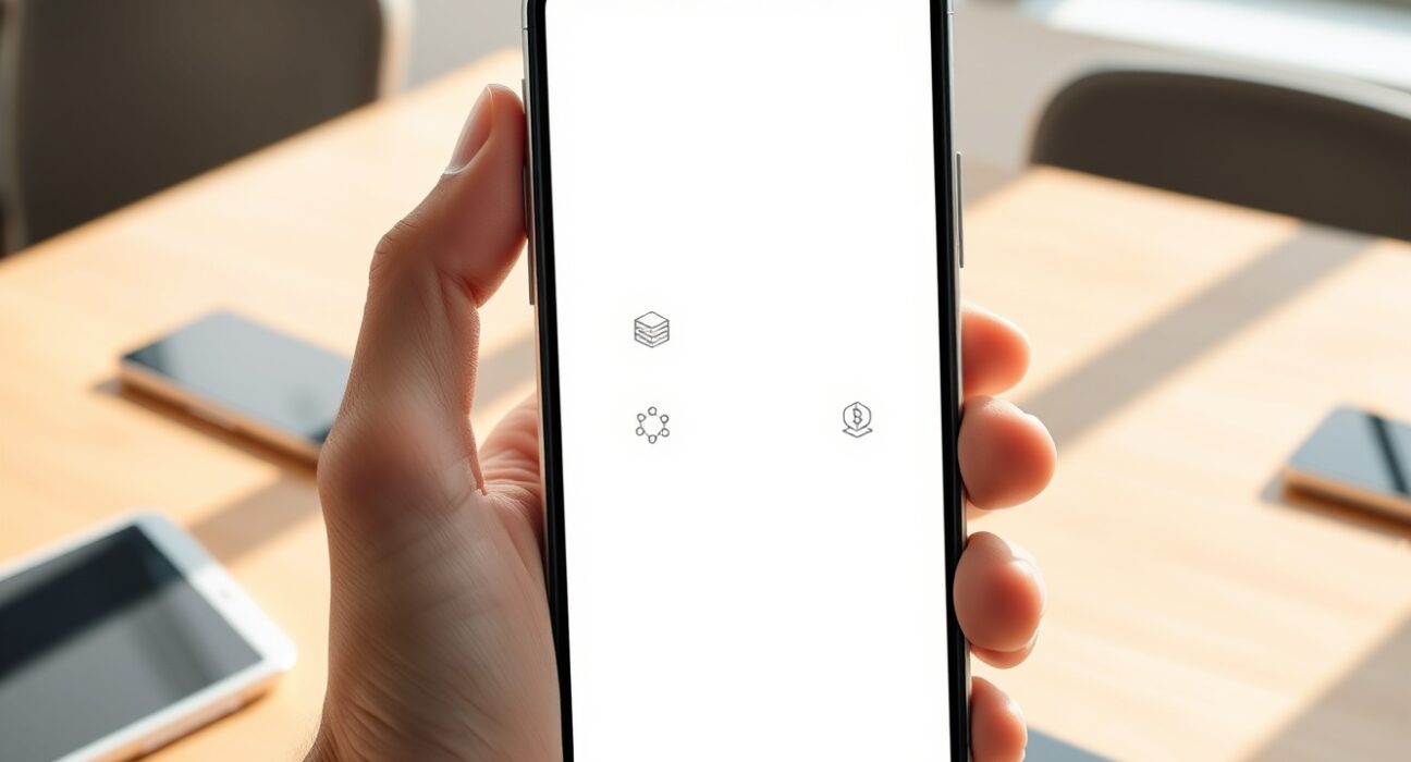 Smartphone displaying Toss app interface transitioning to show blockchain and digital asset integration for mainnet launch.
