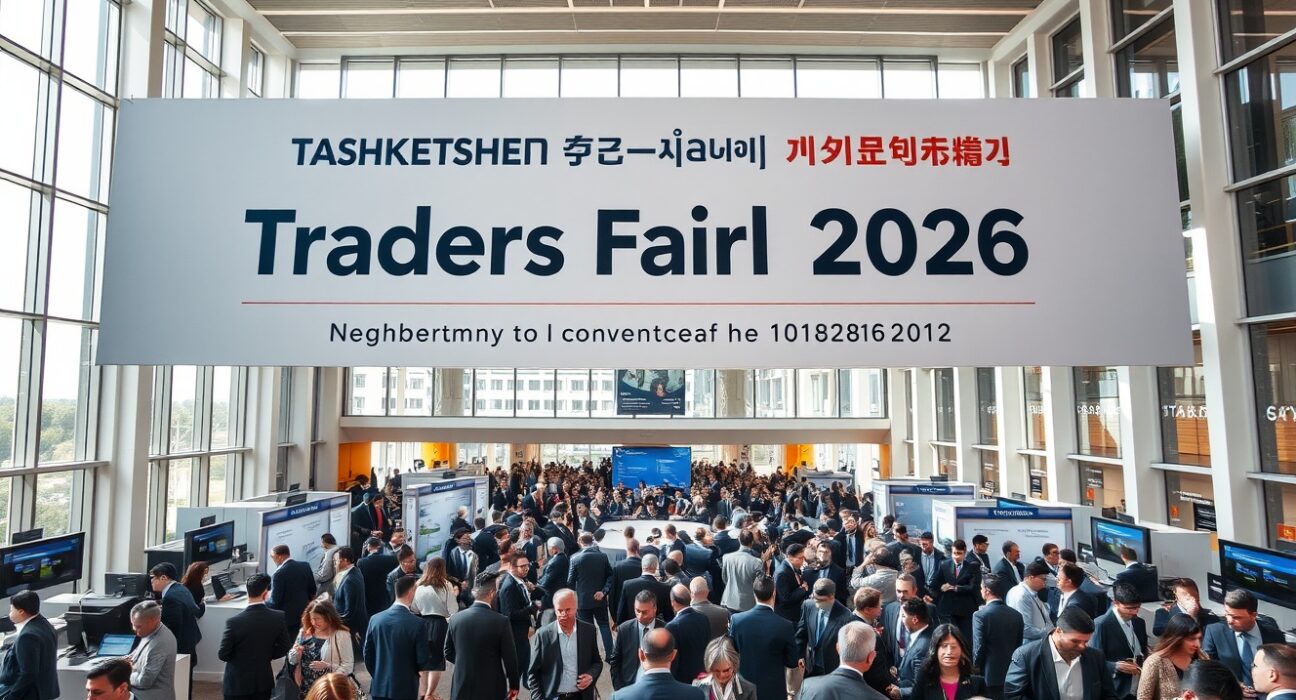 Crowd of professionals at Traders Fair Uzbekistan 2026 in Tashkent convention center