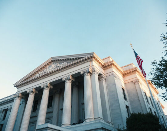 U.S. Treasury Building in Washington, D.C., symbolizing fiscal policy and market intervention.