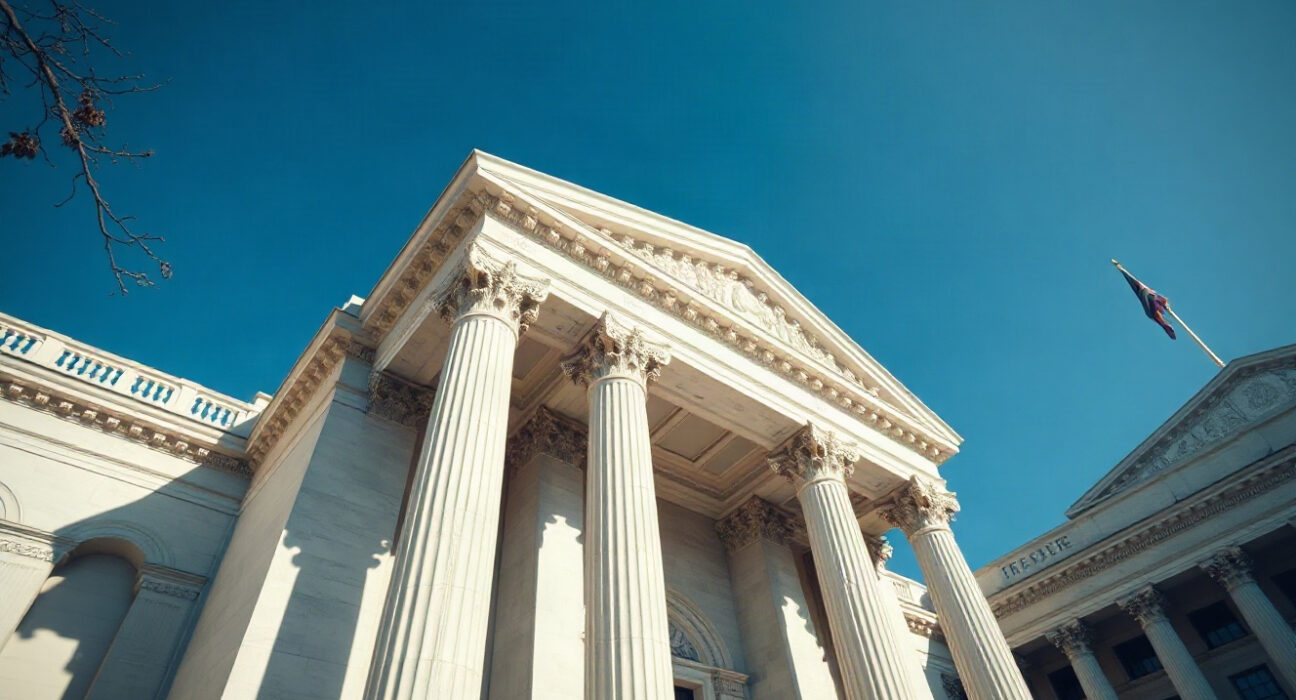 U.S. Treasury Building in Washington D.C., symbolizing potential $1 trillion TGA drawdown for bond purchases.