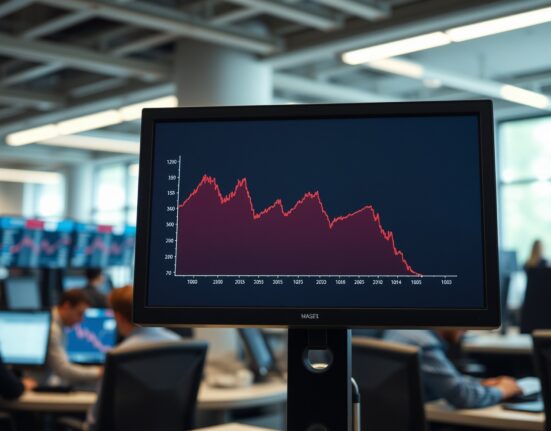 Treasury yield chart on screen showing decline after jobs report