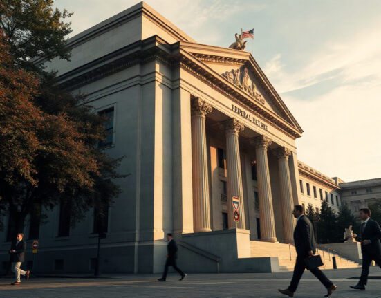 Federal Reserve building in Washington, D.C., as Treasury yields rise after Fed Chair Warsh's Jackson Hole speech