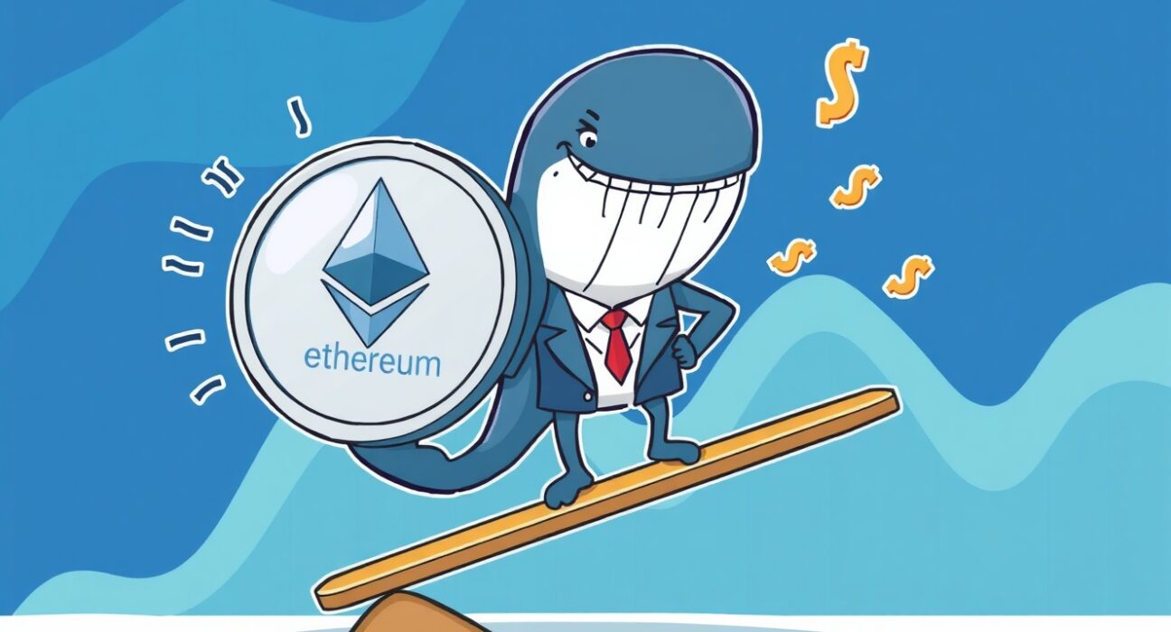 Trend Research ETH purchase depicted as a determined whale investor holding Ethereum during market volatility