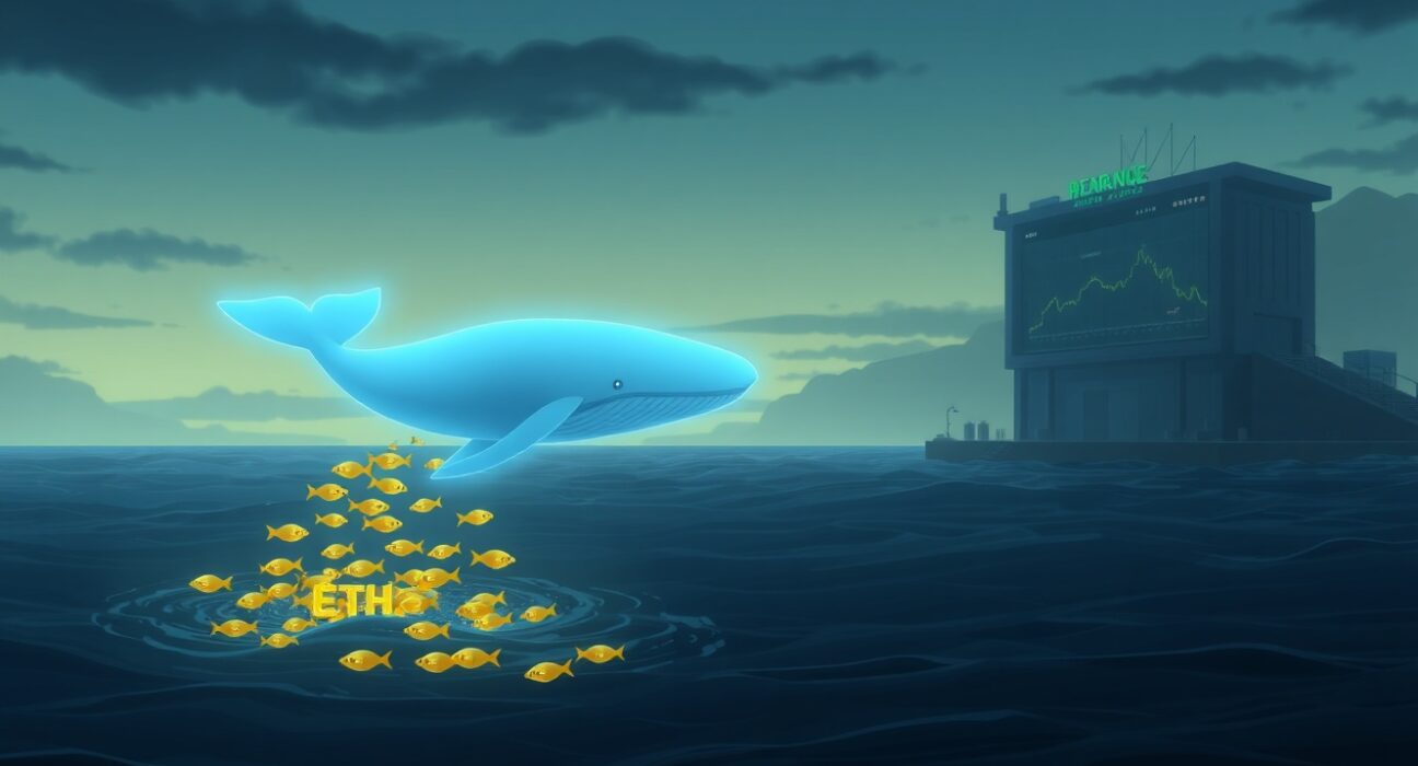 Visual metaphor for TrendResearch's massive Ethereum liquidation causing a major financial loss.