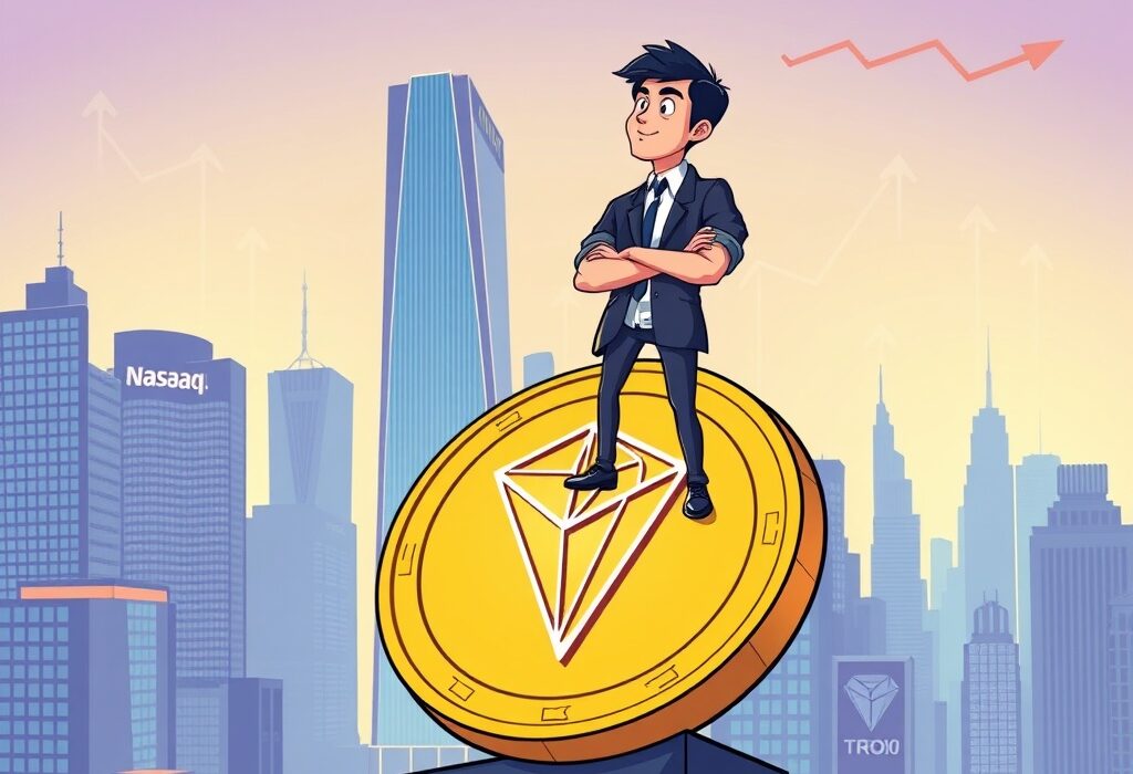 Justin Sun's ambitious vision for Tron Nasdaq listing, aiming for Nasdaq-100 inclusion and significant TRX growth.