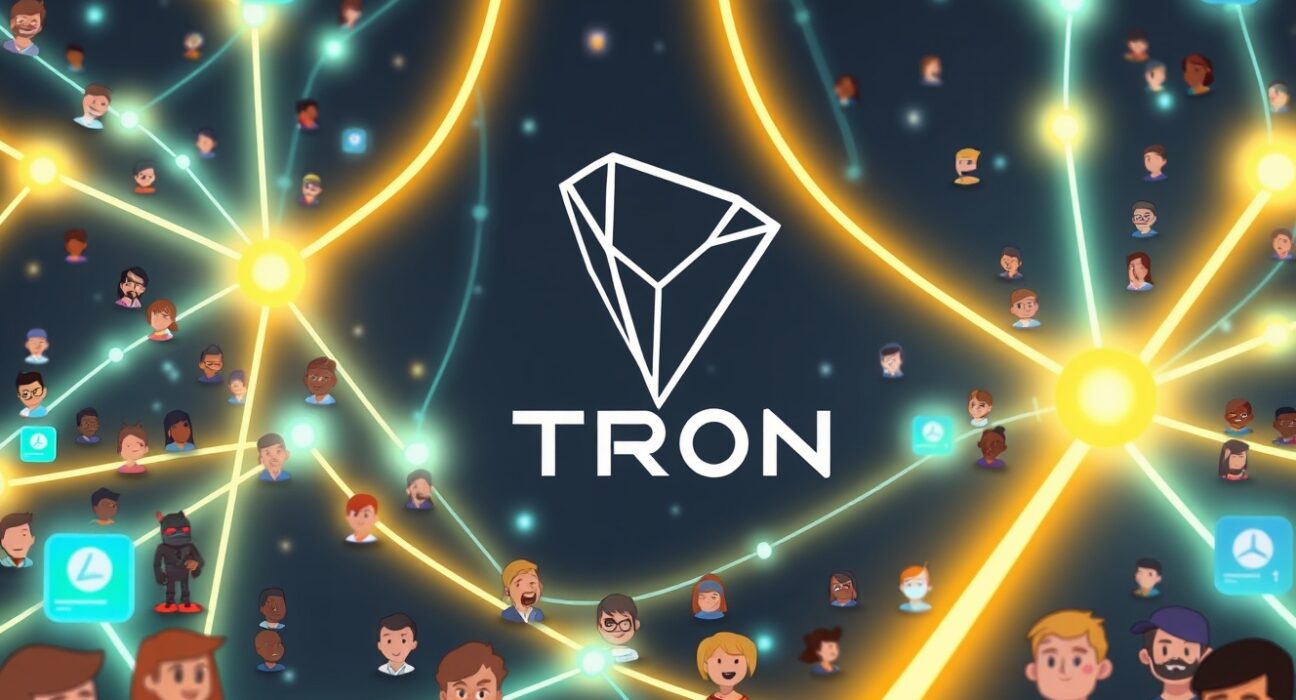 A vibrant illustration symbolizing the rapid expansion of the Tron network, highlighting its achievement of 334 million accounts.