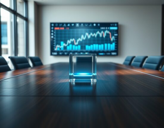 Strategic corporate investment in Tron's TRX cryptocurrency represented in a boardroom setting.