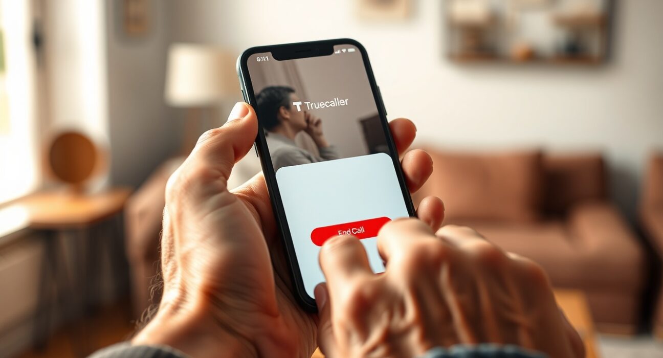 Truecaller's family protection feature allowing remote termination of scam calls on a family member's smartphone.