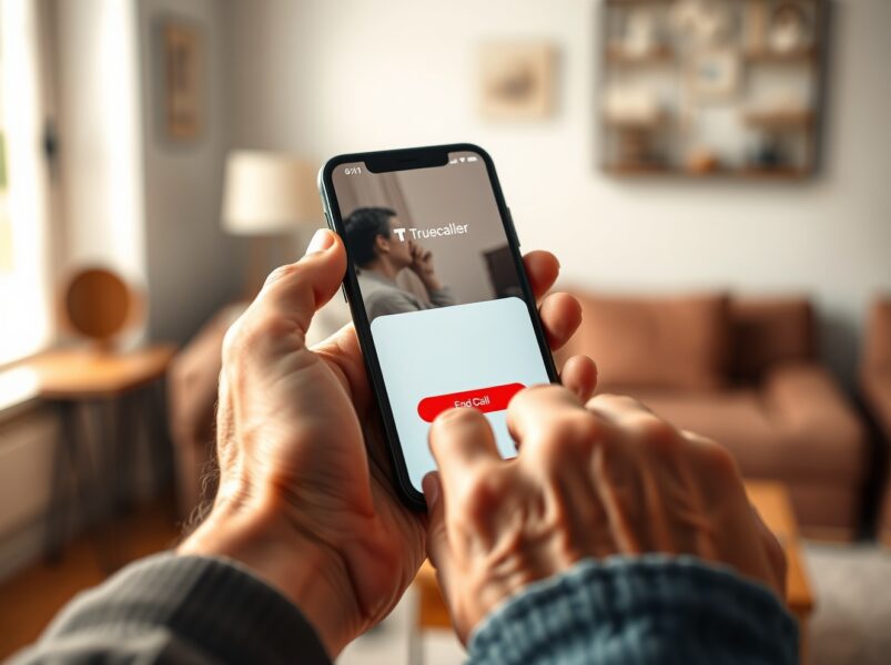 Truecaller's family protection feature allowing remote termination of scam calls on a family member's smartphone.