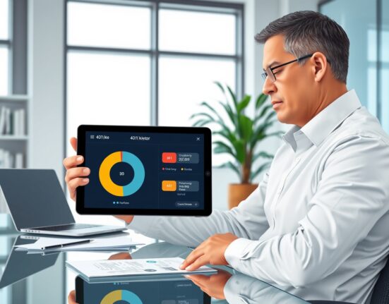 Financial advisor reviewing a 401(k) portfolio that includes cryptocurrency and alternative asset options.