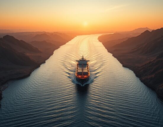 Oil tanker navigating the strategic Strait of Hormuz during heightened geopolitical tensions over energy security.