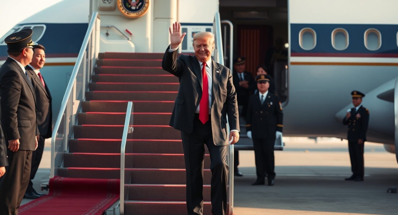 U.S. President Donald Trump arrives in Beijing for a state visit to China.