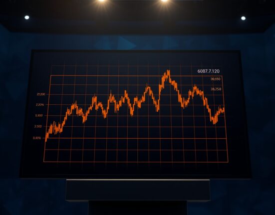 Analysis of Trump Bitcoin price correlation shown through a volatile financial chart overlay.