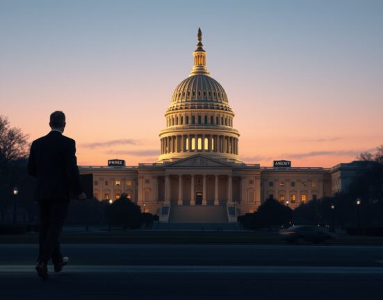 U.S. Capitol at dusk representing Trump budget CPI forecast and federal fiscal policy.