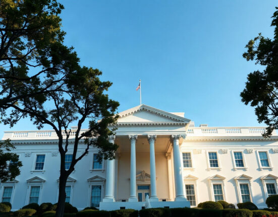 White House exterior on a clear day, symbolizing the venue for the crypto policy meeting.