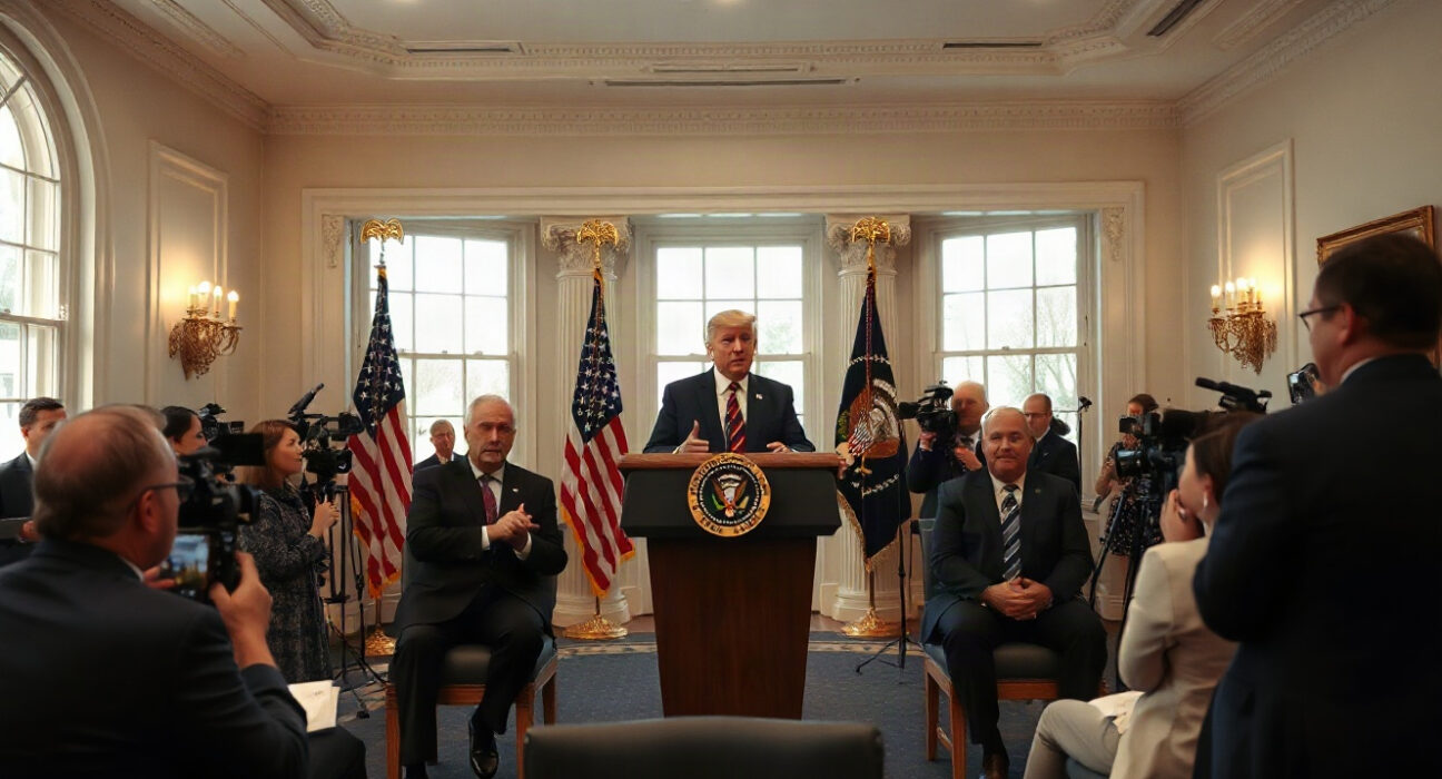 President Trump speaks at a White House technology event, urging passage of the CLARITY Act.