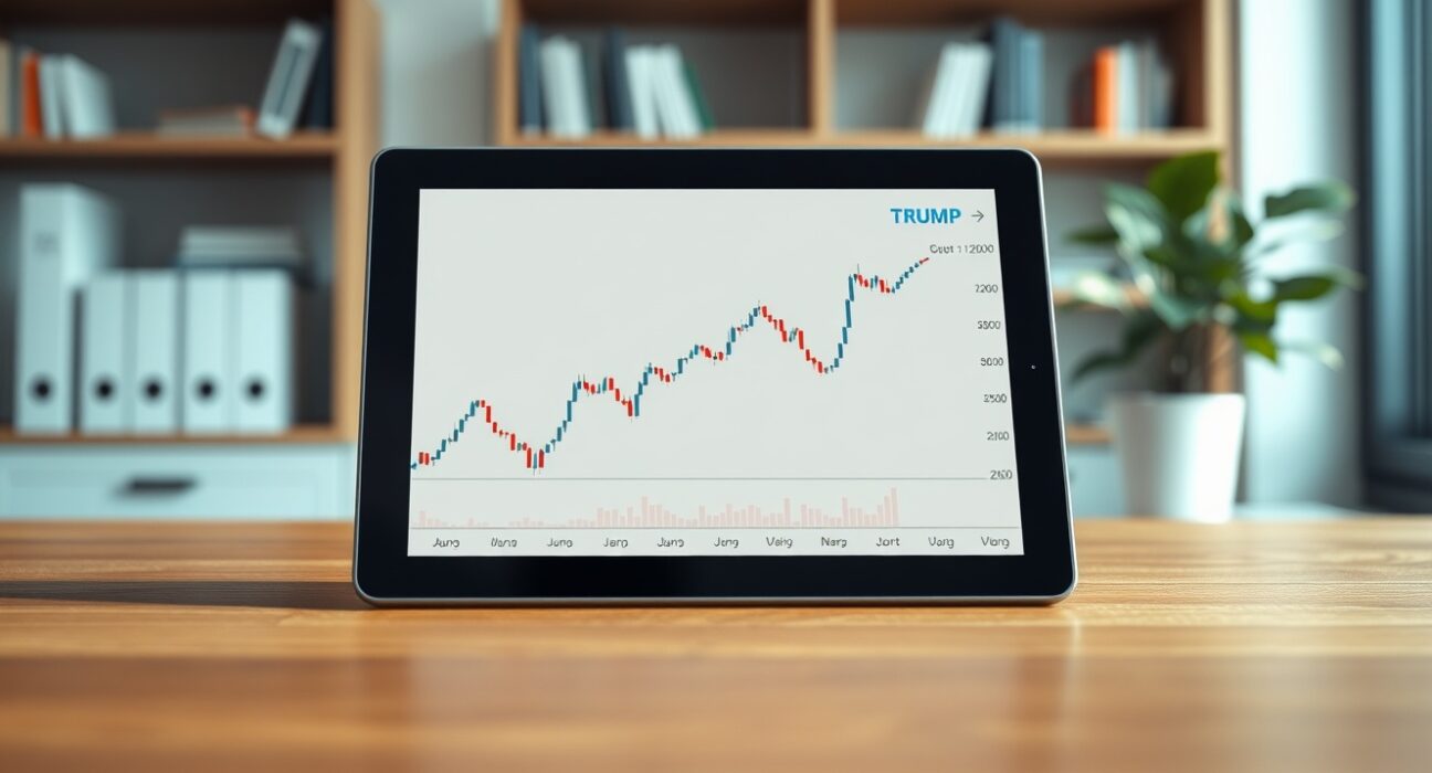 Analyst reviewing TRUMP cryptocurrency price chart and market data for future predictions.