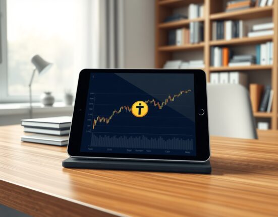 Analyst reviewing Trump (TRUMP) token price chart for 2026-2030 cryptocurrency forecast.